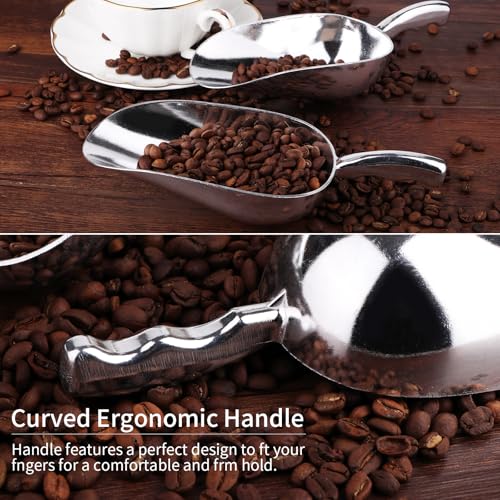 12 Oz Cast Aluminum Bar Ice Scoop Suitable for wedding, buffet (Silver-2pc) - color: Silver-2pc