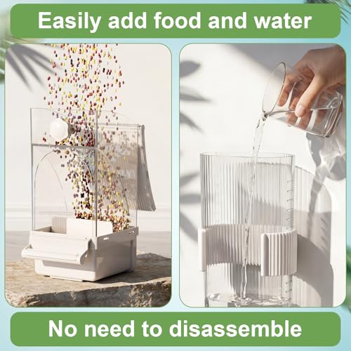 Novabright No Mess Bird Feeder Water Dispenser Set, Automatic Transparent Bird Food Container and 12 oz Automatic Water Feeder for Small Birds Parrot, Cockatoo, Canary, Cage, Lovebird, Budgies(White) - color: White