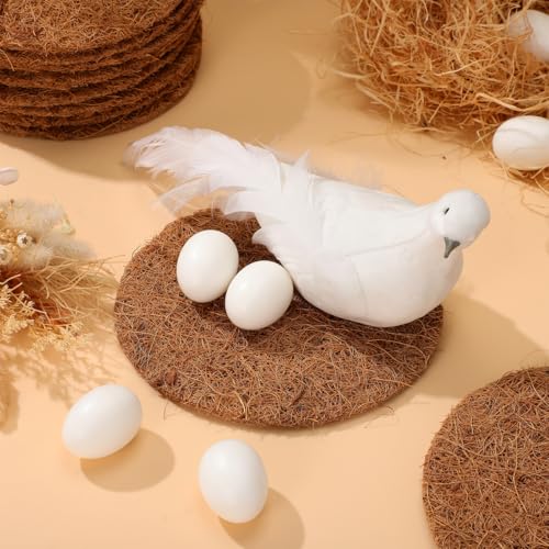 OUNONA Coconut Fiber Bird Nesting Pads 10 Pack Round Pigeon Nest Liner for Egg Laying Breeding Warm Nest Support for Parrot Chicken Bird Cage Accessories 5.90 in