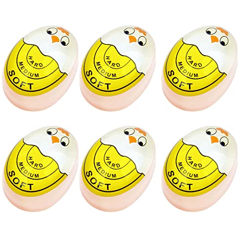TOFOREVO Egg Timers for Hard Boiled Eggs Timer Yellow 6 Pack | BPA-Free, Color Changing Tells When Eggs are Ready - color: Yellow