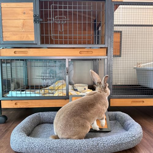Rabbit Hutch Bunny Cage Strong Iron Frame Rabbit Cage Indoor and Outdoor Chicken Coop with Casters Waterproof Roof, Great for Rabbit,Bunny,Guinea Pig,Chickens. - size: 60.8"L x 22.6"W x 33.2"H