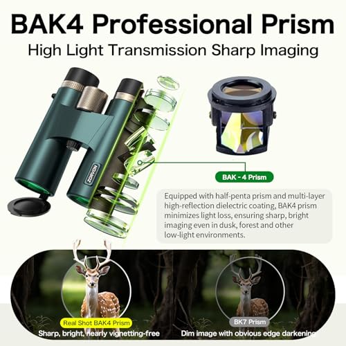 10x42 HD Binoculars for Adults, High Powered Binoculars with BAK4 Prism, Low Light Vision, Easy Focus, Waterproof Binoculars with Large Eyepiece for Bird Watching, Alaska Cruise, Hiking, Hunting - color: Green