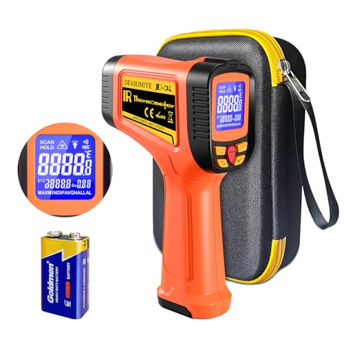 -58°F to 2732°F Digital Infrared Thermometer Gun, 50:1 Distance Ratio Laser Temperature Gun with MAX/MIN/AVG Measure and Alarm, Heat IR Temp Gun for Cooking, Griddle, HVAC, Industrial Forging - color: Coral