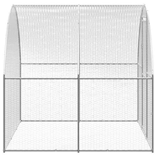 Large Galvanized Steel Chicken Coop 118x118x79in Spacious Weatherproof Poultry Run for Backyard Farming Duck Hen House Silver B - color: Silver-B, size: 118.1 x 118.1 x 78.7 in (W x L x H)