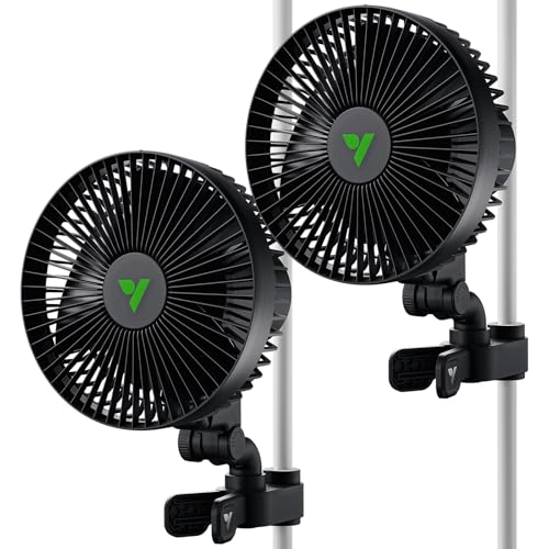 VIVOSUN AeroWave A6 Grow Tent Clip Fan, 6" Auto Oscillating Fan, 2-Pack | Secure Non-Slip Clamp, Strong Air Circulating, Low Noise, US Patented Circulation Fan for Hydroponic Ventilation - size: 2 Pack