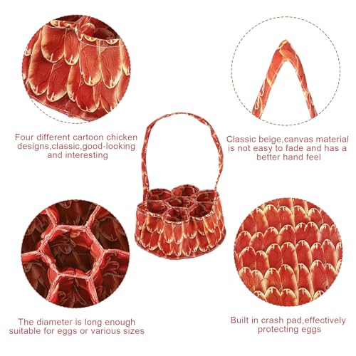 Egg Collecting Basket, Egg Basket for Gathering with 7 Pouches | for Chicken, Duck, Goose, Bird, Various Poultry Collection (Feathers) - style: Feathers