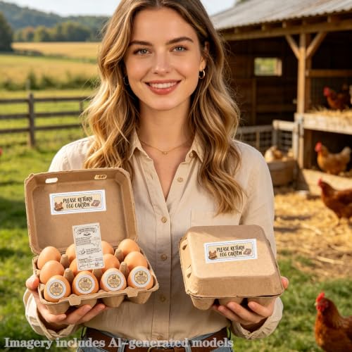3-in-1 Fresh Farm Egg Packaging Set, 1200Pcs: 500 "Please Return Carton Stickers, 200 Egg Handling Cards, 500 "Eggs Unwashed Stickers – for Egg Farmers & Homesteaders