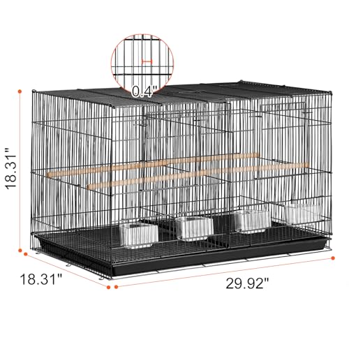 Happybuy 30-Inch Flight Bird Cage, Stackable Divided Cage for Parrots, Parakeets, Canaries, Cockatiels, Lovebirds, Finches, Budgies, Conures, and Macaws, Pet Travel Birdcage with Handle
