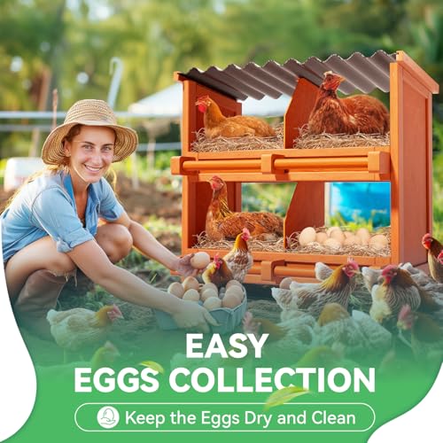 Chicken Nesting Boxes,4 Compartments Wooden Nesting Boxes for Chickens,Laying Nest Boxes for Hens Ducks Poultry Protect Eggs Chicken Coops Easy Egg Collection (4 BOXS) - size: 4 BOXS