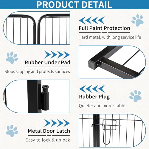 NEWBULIG Dog Playpen Indoor 24 Inch 8 Panels, Metal Outdoor Dog Fence Pen | Heavy Duty Metal Exercise Pen, Foldable Portable, RV Camping, Yard Garden, Small Dogs Pet Pen - color: Jet Black, size: 24IN