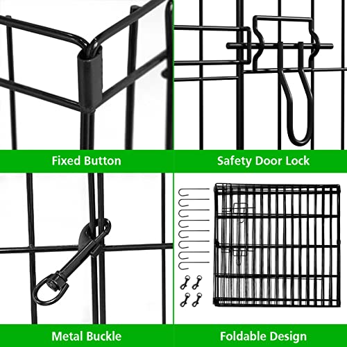 Puppy Pet Playpen 8 Panel 24 Inch Indoor Outdoor Metal Portable Folding Animal Exercise Dog Fence Ideal for Pet Animals Dog Cat Rabbit Breed Puppy (24" x 24" x 8) | Rustproof 8-panel metal playpen with door folds flat, sets up tool-free, and forms multipl