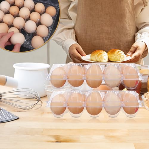 50 Pack Bulk Egg Cartons, Clear Plastic Chicken Egg Holders, Egg Tray Carton Holder for Home & Kitchen, Farm & Market Use, An Eco-Friendly Egg Storage Solution, 20 Grids(Medium Size) - color: 20 Grids