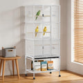 69 inches Bird Cage with Dust Cover, Birdcages with Rolling Wheels | Large Bird Cages for Cockatiels Quaker Conure Parakeet Lovebird Finch Canary Small Medium Parrot Cage Birdcage,White - color: White