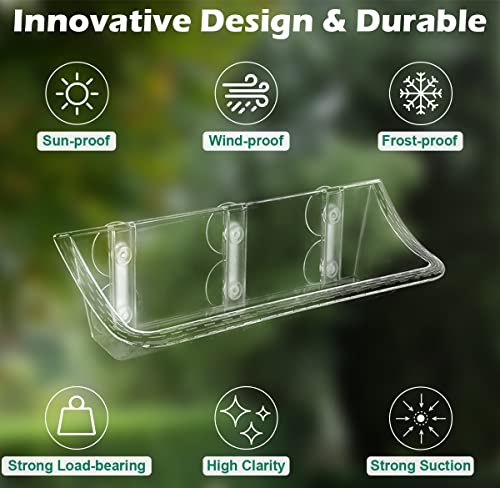 Clear Bird Bath Bird Feeder for Outside Window Glass, Transparent Birdbath with Strong Suction Cups for Viewing, Bird Watching Gifts for Elderly Parents, 2 Packs
