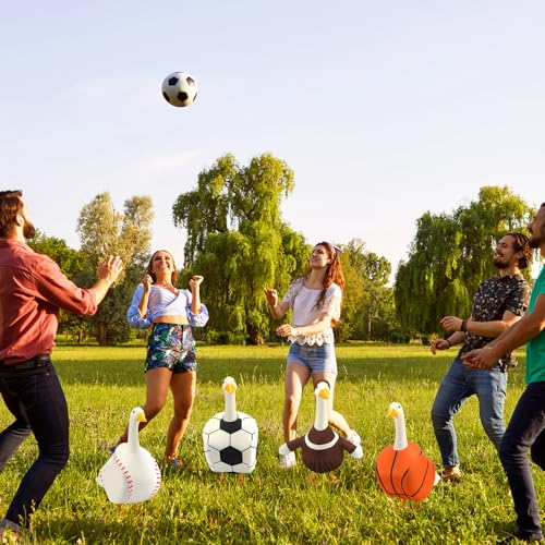 Abbylike 4 Set Football Porch Goose Outfit Lawn Baseball Goose Costume Rugby Basketball Porch Game Day Clothes for 23" H Statue Patio Yard Party Celebrations Decor - style: Football