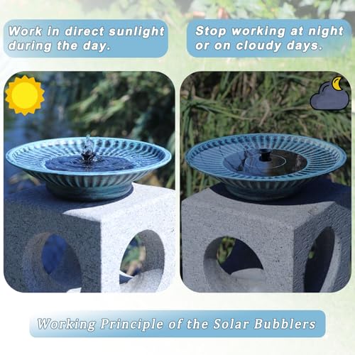 12.3" Solar Bird Bath Bowl,Metal Solar Bird Bath Fountains for Outdoors | Solar Fountain for Birdbath,Garden Bird Bath,Bird Bath Bubbler for Garden Patio Decor (Blue) - color: A-blue and Black