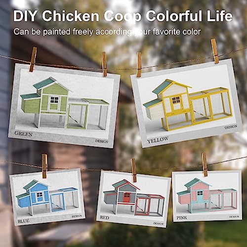 GOJOOASIS Wooden Chicken Coop for 2-5 Chickens Outdoor Wooden Hen House Poultry Pet Hutch for Backyard Outdoor w/Tray Run Cage & Nesting Box(A) - size: A