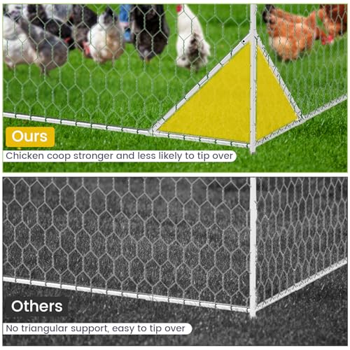 GarveeLife Large Metal Chicken Coop, Dome Shape Chicken Coop with Upgrade Tri-Supporting, Large Chicken Run with Waterproof and Anti-UV Cover (19.7 ft L x 9.8 ft W x 6.6 ft H) - size: 232.2"L x 78.7"W x 78.4"H
