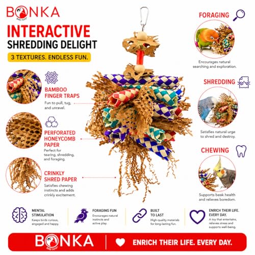 Bonka Bird Toys 3450 Paper Shred Cardboard Bamboo Shred Chew Parrot.