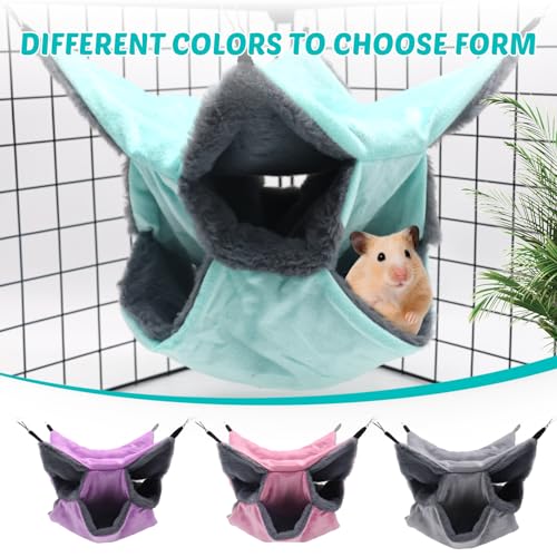 LYART Sugar Glider Pouch Hammock Bed Bedding, Sugar Glider Cage Accessories Toys for Rat, 3-Layer Hammock Make Pet Cages More Three-Dimensional (4.Pink) - color: 4.Pink