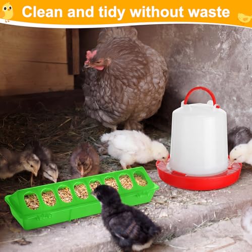 Funnymoom 12 Pack Chicken Feeder and Waterer Set Bird Small Poultry Feeder Flip Top Bird Small Poultry Feeding for Pigeon Chick Drinker Duckling Quail Feeding Dispenser(Green,8 Holes) - color: Green, style: 8 Holes