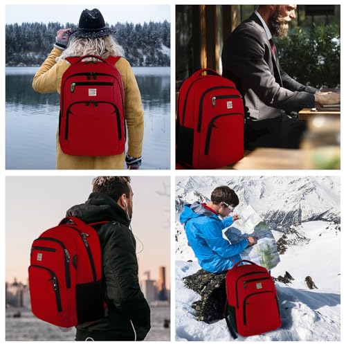 Laptop Backpack,Business Travel Anti Theft Slim College Backpack | Water Resistant Durable Computer Bag Gift for Women & Men Fits 15.6 Inch Laptop and Notebook - Red - color: Red, size: 15.6 Inch, style: Laptop