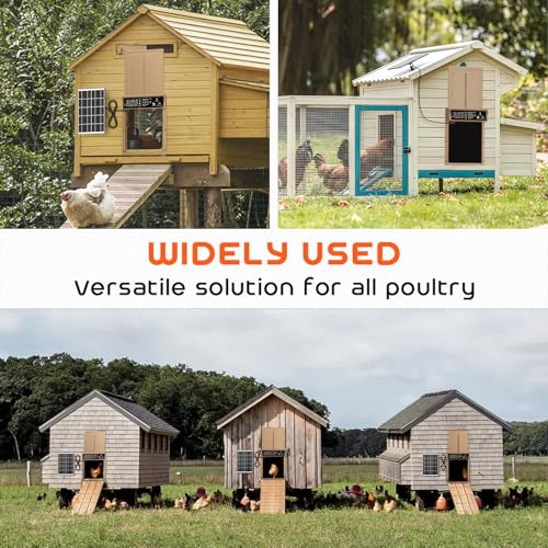 AsFrost Automatic Chicken Coop Door, 7W Solar Panel Powered Brown | Timer & Light Sensor Auto Chicken Door for Small Poultry,Solar Coop Door with Remote Ctrl, Anti-Pinch & Weatherproof Aluminum - color: Brown