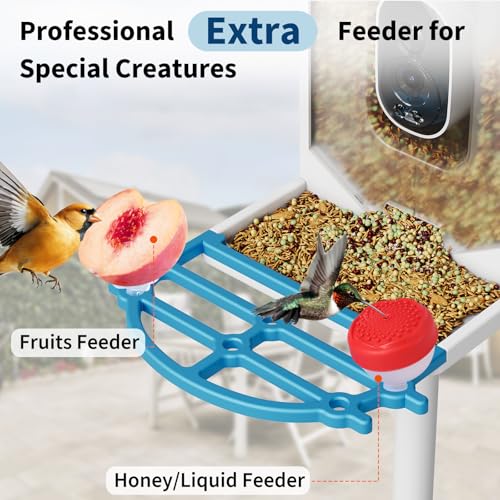 GarveeLife Smart Bird Feeder,2L Capacity,with 4K Camera & AI Recognition | Solar Powered, , Night Vision, App Alerts, Auto Capture Photos/Videos for Bird Watching - color: Blue