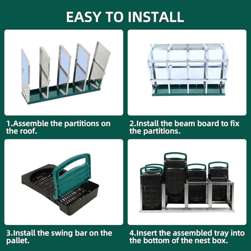GarveeHome 2-Tier Chicken Nesting Box, 8 Compartment Metal Chicken Laying Boxes with Waterproof Roof ＆ Removable Trays for Hens, Poultry，Easy Egg Collection - color: Green, size: 8 holes