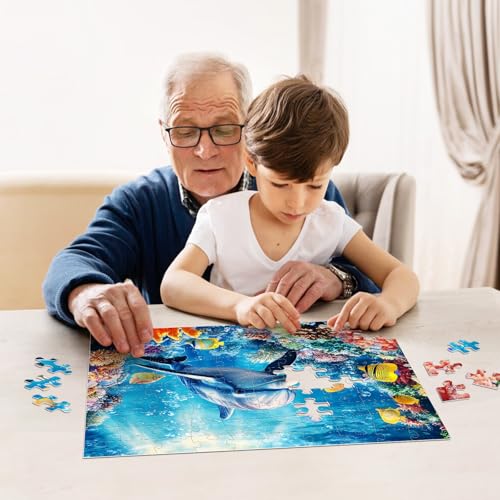 4-Pack 100 Piece Puzzles for Kids Ages 4-6 6-8 Popsicles Birds Dolphin Cat Large Puzzles for Kids 8-10 Years Old 100 Piece Jigsaw Puzzles for Seniors Adults Toddler Children Learning Educational Toys - style: Birds Dolphin Cat