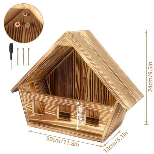 Cedar Mourning Dove Nesting Box - 11.81" x 5.12"x9.45" Bird House, Outdoor Wooden Birdhouse for Doves & Small Birds to Nest, Ideal Garden Decoration