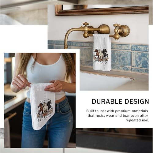 Just a Girl Who Loves Horses Kitchen Towels, Horse Lover Gifts Dish Tea Towels for Kitchen Decor, Floral Horse Print Farmhouse Western Farm Animal Hand Towel for Bathroom, 16x24 Inch - color: 13color