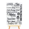 Welcome to Joyful Home 1pc Happy Easter Greetings Rubber Clear Stamp for Card Making Decoration and Scrapbooking 11x16cm