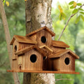 Bird Houses for Outside, 5 Hole Birdhouse Room for 5 Bird Families Bird House for Garden/Courtyard/Backyard Decor Finch Bluebird Cardinals Handmade Hummingbird House