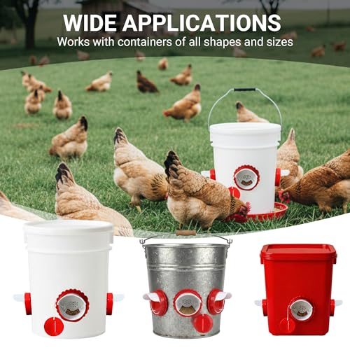 Chicken Feeder Port Kit 4 Pack, Cilkus DIY Automatic Poultry Feeder Cups for Buckets & Bins, No Waste Gravity Feed Chicken Feeder Ports with Covers for Hens, Ducks and Poultry (4-Pack) - size: 4-Pack