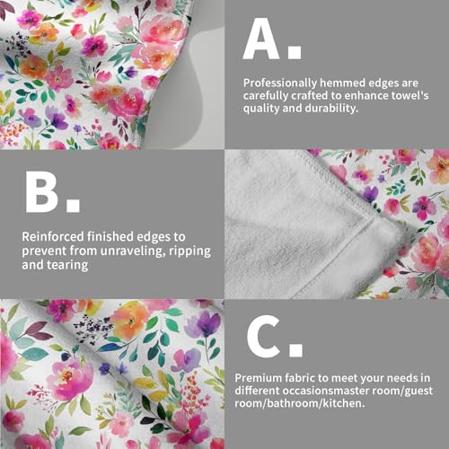 Spring Summer Floral Hand Towels Set of 2, Multicolor Flower Decorative Bathroom Towel 28x14 Inch, Soft Absorbent Microfiber Wash Cloth for Kitchen Gym Hotel Home Decor - color: Multicolor Flower