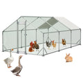 Metal Chicken Coop 20×10×6.56FT,Chicken Run Pen with Spire Roof,Water-Proof and UV-Proof Cover,Secure Mesh Walk-in Hens Fence with Lockable Door,Poultry Cage for Small Animal Like Hens,Ducks,Rabbits - size: 240.0"L x 80.0"W x 80.0"H