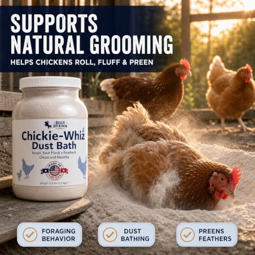 4 x 5.5lb Chickie Whiz Dust Bath, All-Natural Chickie Whiz Dust Bath Powder for Chickens for Healthier Chicken Eggs, Clean, Healthy Chickens Other Small Pet Animals by Billy Buckskin Co. - size: 4 x 5.5 LB