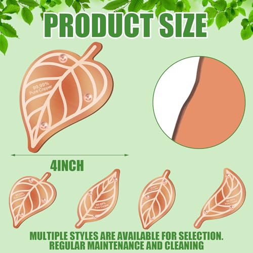 4 Pack Pure Copper Disk for Bird Bath Water Cleaner,Leaf | Triple-point Support, Outdoor Bowl Purification, Algae Prevention Safe, Pure Copper Discs, Flower Petal Design Shapes - size: Leaf