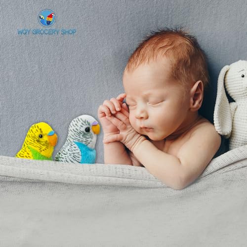 2Pcs Budgerigar Plush Toy, 5.5 inches, Parakeet Plush Toy, Budgie Soft Toy, Bird Stuffed Animal for Kids - color: Blue and Gren
