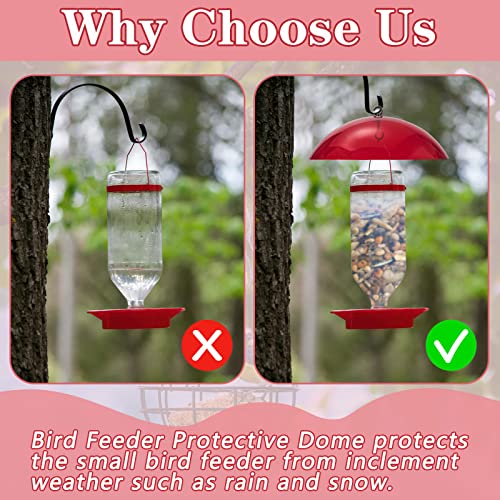 2 Pcs 10 Inch Squirrel Baffles Plastic Bird Feeders Protective Cover Dome Rain Proof with Hooks for Hanging Bird Seed Covers Rain Guards(Clear, Red) - color: Clear, Red