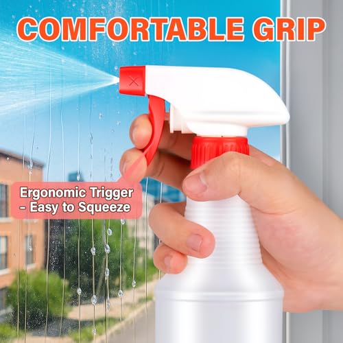 DIYSELF 16oz Spray Bottles 4 Pack, Heavy Duty Refillable Spray Bottles for Cleaning, Plants, and Pets, Chemical Resistant Spray Bottle with Adjustable Nozzle, Squirt Bottles for Multiple Uses - color: White, size: 4-Pack