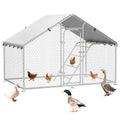10 x 4.9 x 6.4 FT Metal Chicken Run, Chicken Coop with Cover | Reinforced frame, Walk-in Chicken Coop, Waterproof Cover, Side Hardware Cloth, Roosting Perch, Backyard & Farm Use - size: 59.9"L x 118.0"W x 78.0"H