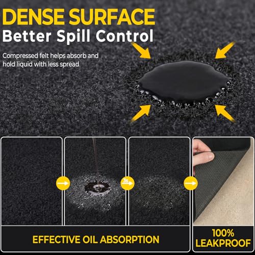 Oil Spill Mat - Garage Floor Mat, Absorbent Oil Pad, Premium Rubber Mat, Waterproof, Contain Liquid, Protect Garage Surface from Spill & Stain, Reusable, Washable, Durable, Black, 72” x 96” - size: 6' x 8' (Rectangular)
