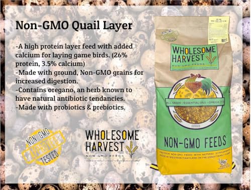 Non-GMO Quail Layer Feed 26% - Premium 10 lb Food for Laying Birds, Button Food - size: 10 Pound (Pack of 1), style: For Laying Birds