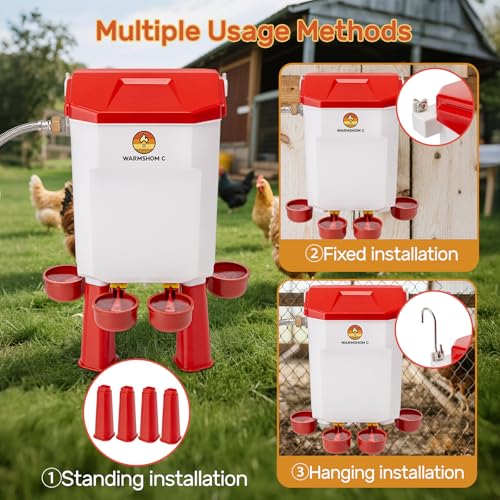 Automatic Chicken Waterer,Float-Controlled Large Watering System with Stainless Steel Metal Hose,Suitable for Quail,Ducks,and Other Poultry