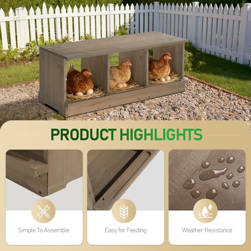 Outvita Nesting Boxes for Chickens 3 Compartments, Wood Chicken Nesting Box Wall Mount, Versatile Use Nest Box for Chicken Coop, Easy to Assemble for Chickens, Hens, Ducks - color: 3 Compartments