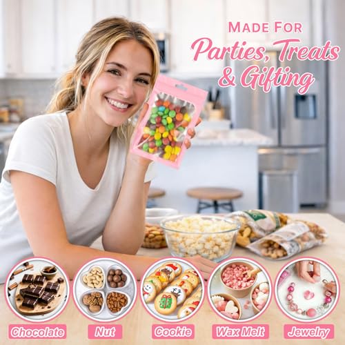 ANZNKU 100 Pcs Colorful Mylar Bags, Resealable Smell Proof Bag Foil Pouch | 5Colors, 4.72x7.1", Frosted Clear Window, Seal Zip Baggies, Packaging Bags for Small Business Candy Jewelry Treat Favor - color: 5 Colors -1, size: 4.72x7.1 inches
