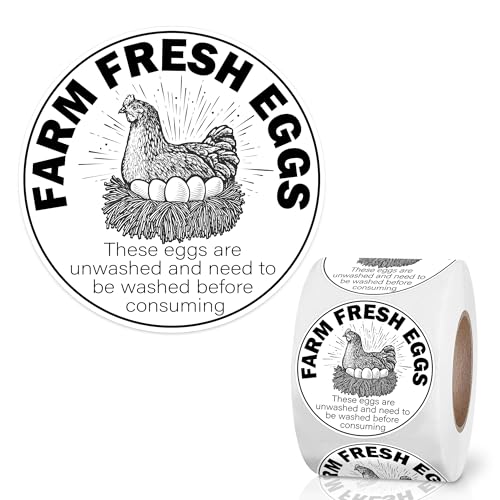 500 Pcs 2 inch Farm Fresh Eggs Carton Stickers Unwashed Eggs Labels for Self Adhesive Bulk Chicken Quail Egg Packaging Sign Decal Egg Carton Labeling - color: Farm Fresh Eggs B