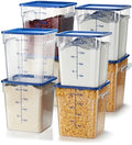 8-Pack 18 Qt NSF Clear Polycarbonate Food Storage Containers with Blue Lids - Square, Commercial-Grade, Freezer & Dishwasher Safe, Stackable - color: 18.0 Qt 8-Pack(Blue Lids)